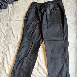 Faux Leather Black Jogger Sweatpants - Size S